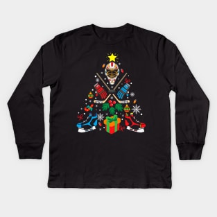 Ice Hockey Christmas Ornament Tree Funny Xmas Gift Kids Long Sleeve T-Shirt